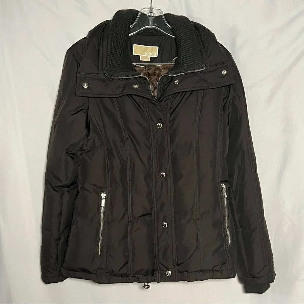 Michael Kors Down Waterfowl Puffer Jacket Brown Winter‎ Snow Coat Womens S